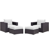 Modway EEI-2202-EXP-WHI-SET Convene 4 Piece Outdoor Patio Sectional Set In Espresso White