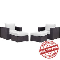 Modway EEI-2202-EXP-WHI-SET Convene 4 Piece Outdoor Patio Sectional Set In Espresso White