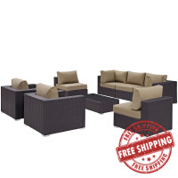 Modway EEI-2203-EXP-MOC-SET Convene 8 Piece Outdoor Patio Sectional Set In Espresso Mocha