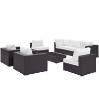 Modway EEI-2203-EXP-WHI-SET Convene 8 Piece Outdoor Patio Sectional Set In Espresso White