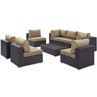 Modway EEI-2205-EXP-MOC-SET Convene 8 Piece Outdoor Patio Sectional Set In Espresso Mocha