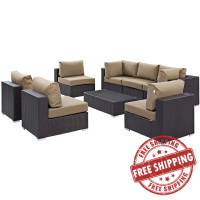 Modway EEI-2205-EXP-MOC-SET Convene 8 Piece Outdoor Patio Sectional Set In Espresso Mocha