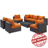 Modway EEI-2205-EXP-ORA-SET Convene 8 Piece Outdoor Patio Sectional Set In Espresso Orange