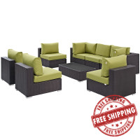 Modway EEI-2205-EXP-PER-SET Convene 8 Piece Outdoor Patio Sectional Set In Espresso Peridot