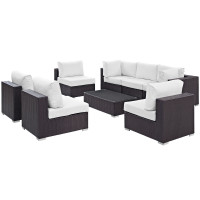 Modway EEI-2205-EXP-WHI-SET Convene 8 Piece Outdoor Patio Sectional Set In Espresso White