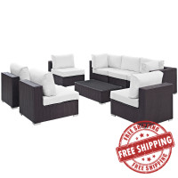 Modway EEI-2205-EXP-WHI-SET Convene 8 Piece Outdoor Patio Sectional Set In Espresso White