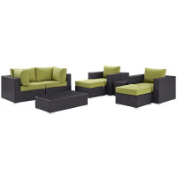 Modway EEI-2206-EXP-PER-SET Convene 8 Piece Outdoor Patio Sectional Set In Espresso Peridot