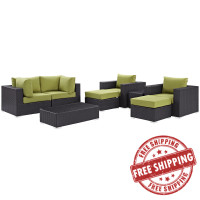 Modway EEI-2206-EXP-PER-SET Convene 8 Piece Outdoor Patio Sectional Set In Espresso Peridot