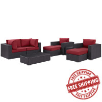 Modway EEI-2206-EXP-RED-SET Convene 8 Piece Outdoor Patio Sectional Set In Espresso Red