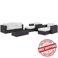 Modway EEI-2206-EXP-WHI-SET Convene 8 Piece Outdoor Patio Sectional Set In Espresso White