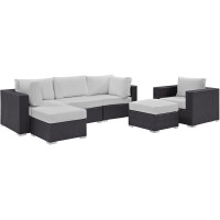 Modway EEI-2207-EXP-WHI-SET Convene 6 Piece Outdoor Patio Sectional Set In Espresso White