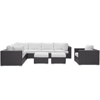 Modway EEI-2208-EXP-WHI-SET Convene 9 Piece Outdoor Patio Sectional Set In Espresso White