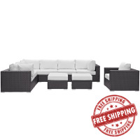 Modway EEI-2208-EXP-WHI-SET Convene 9 Piece Outdoor Patio Sectional Set In Espresso White