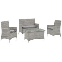 Modway EEI-2212-LGR-GRY Bridge 4 Piece Outdoor Patio Conversation Set in Light Gray