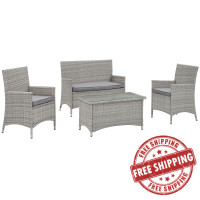 Modway EEI-2212-LGR-GRY Bridge 4 Piece Outdoor Patio Conversation Set in Light Gray