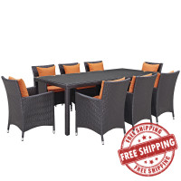 Modway EEI-2217-EXP-ORA-SET Convene 9 Piece Outdoor Patio Dining Set In Espresso Orange