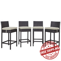 Modway EEI-2218-EXP-BEI-SET Convene 4 Piece Outdoor Patio Pub Set In Espresso Beige