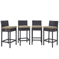 Modway EEI-2218-EXP-MOC-SET Convene 4 Piece Outdoor Patio Pub Set in Espresso Mocha