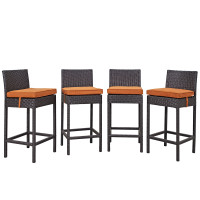 Modway EEI-2218-EXP-ORA-SET Convene 4 Piece Outdoor Patio Pub Set in Espresso Orange