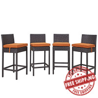 Modway EEI-2218-EXP-ORA-SET Convene 4 Piece Outdoor Patio Pub Set in Espresso Orange