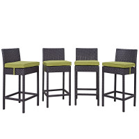 Modway EEI-2218-EXP-PER-SET Convene 4 Piece Outdoor Patio Pub Set in Espresso Peridot