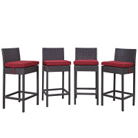 Modway EEI-2218-EXP-RED-SET Convene 4 Piece Outdoor Patio Pub Set in Espresso Red