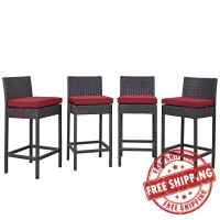 Modway EEI-2218-EXP-RED-SET Convene 4 Piece Outdoor Patio Pub Set in Espresso Red