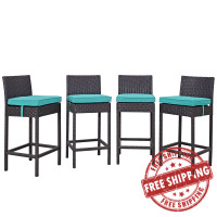 Modway EEI-2218-EXP-TRQ-SET Convene 4 Piece Outdoor Patio Pub Set in Espresso Turquoise