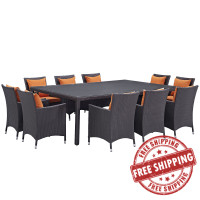 Modway EEI-2240-EXP-ORA-SET Convene 11 Piece Outdoor Patio Dining Set in Espresso Orange