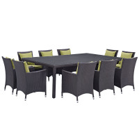Modway EEI-2240-EXP-PER-SET Convene 11 Piece Outdoor Patio Dining Set in Espresso Peridot