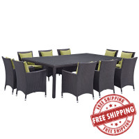 Modway EEI-2240-EXP-PER-SET Convene 11 Piece Outdoor Patio Dining Set in Espresso Peridot