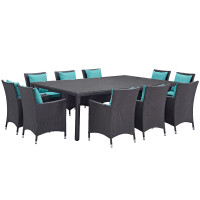 Modway EEI-2240-EXP-TRQ-SET Convene 11 Piece Outdoor Patio Dining Set in Espresso Turquoise