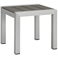 Modway EEI-2248-SLV-GRY Shore Outdoor Patio Aluminum Side Table in Silver Gray