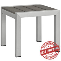 Modway EEI-2248-SLV-GRY Shore Outdoor Patio Aluminum Side Table in Silver Gray