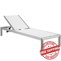 Modway EEI-2249-SLV-WHI Shore Outdoor Patio Aluminum Mesh Chaise in Silver White