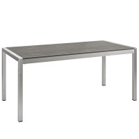 Modway EEI-2251-SLV-GRY Shore Outdoor Patio Aluminum Dining Table in Silver Gray