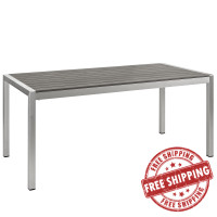 Modway EEI-2251-SLV-GRY Shore Outdoor Patio Aluminum Dining Table in Silver Gray