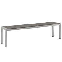 Modway EEI-2252-SLV-GRY Shore Outdoor Patio Aluminum Bench in Silver Gray