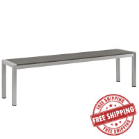 Modway EEI-2252-SLV-GRY Shore Outdoor Patio Aluminum Bench in Silver Gray