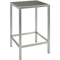 Modway EEI-2256-SLV-GRY Shore Outdoor Patio Aluminum Bar Table in Silver Gray