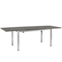 Modway EEI-2257-SLV-GRY Shore Outdoor Patio Wood Dining Table in Silver Gray