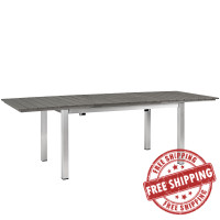 Modway EEI-2257-SLV-GRY Shore Outdoor Patio Wood Dining Table in Silver Gray