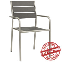 Modway EEI-2258-SLV-GRY Shore Outdoor Patio Aluminum Dining Chair in Silver Gray