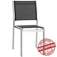 Modway EEI-2259-SLV-BLK Shore Outdoor Patio Aluminum Side Chair in Silver Black