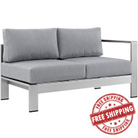 Modway EEI-2262-SLV-GRY Shore Right-Arm Corner Sectional Outdoor Patio Aluminum Loveseat in Silver Gray