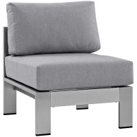 Modway EEI-2263-SLV-GRY Shore Armless Outdoor Patio Aluminum Chair in Silver Gray