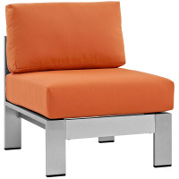 Modway EEI-2263-SLV-ORA Shore Armless Outdoor Patio Aluminum Chair in Silver Orange