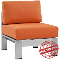 Modway EEI-2263-SLV-ORA Shore Armless Outdoor Patio Aluminum Chair in Silver Orange