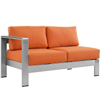 Modway EEI-2265-SLV-ORA Shore Left-Arm Corner Sectional Outdoor Patio Aluminum Loveseat in Silver Orange