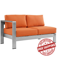 Modway EEI-2265-SLV-ORA Shore Left-Arm Corner Sectional Outdoor Patio Aluminum Loveseat in Silver Orange